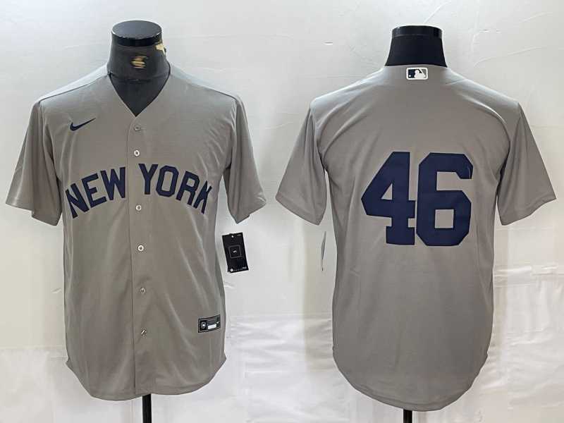 Men%27s New York Yankees #46 Andy Pettitte 2021 Grey Field of Dreams Cool Base Stitched Baseball Jersey
